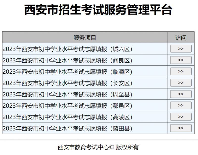 2024年西安中考志愿填报网址入口（城六区+五区二县）